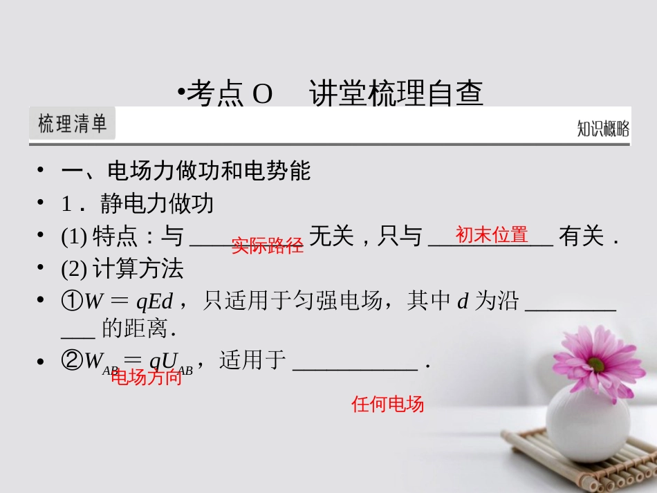 高考物理一轮总复习 专题7 电场 第讲 电势能、电势、电势差课件_第2页