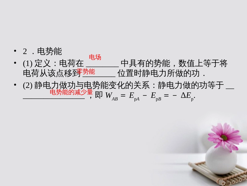 高考物理一轮总复习 专题7 电场 第讲 电势能、电势、电势差课件_第3页