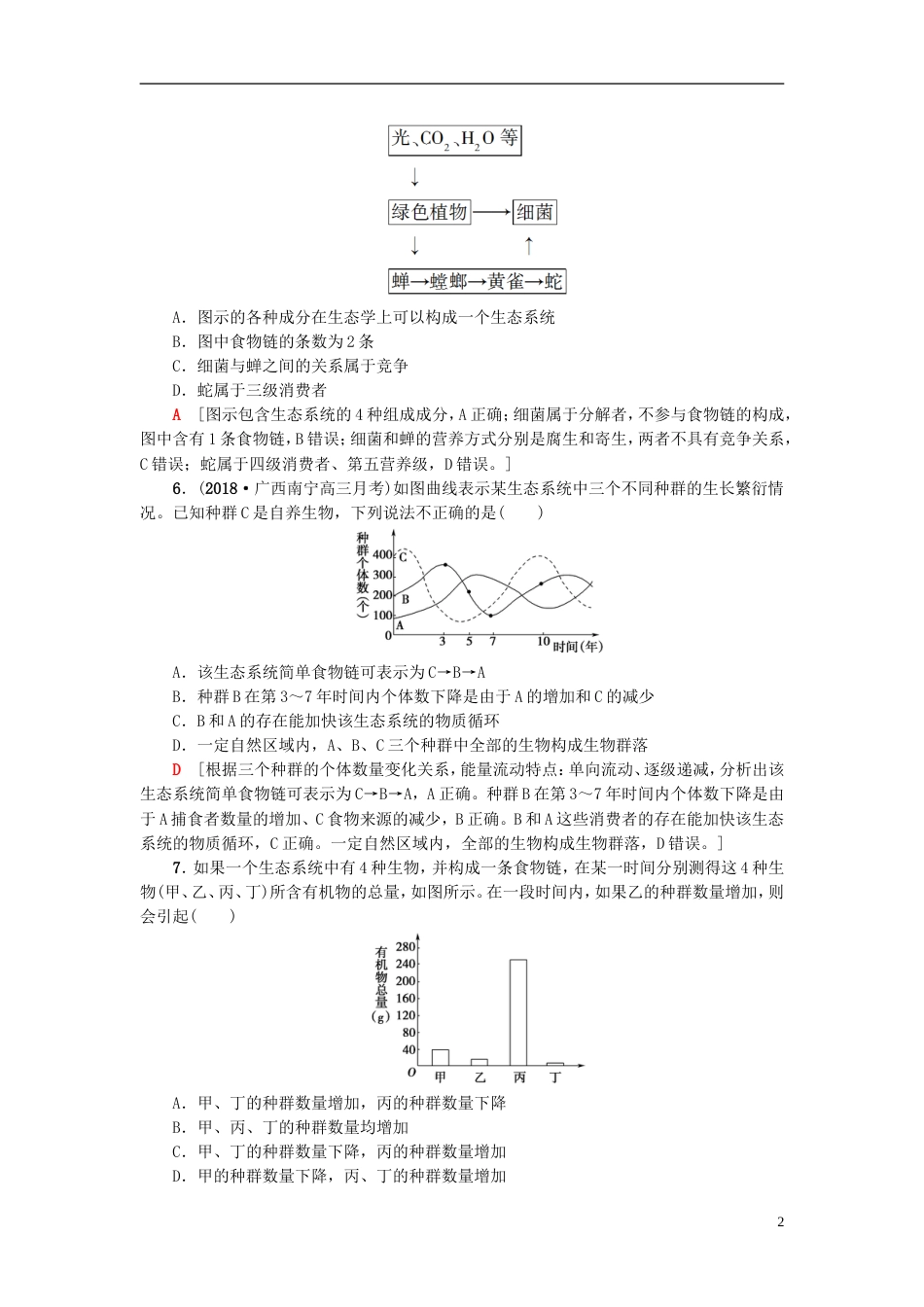 高考生物一轮复习第单元种群和群落课时分层集训生态系统和生物圈苏教_第2页