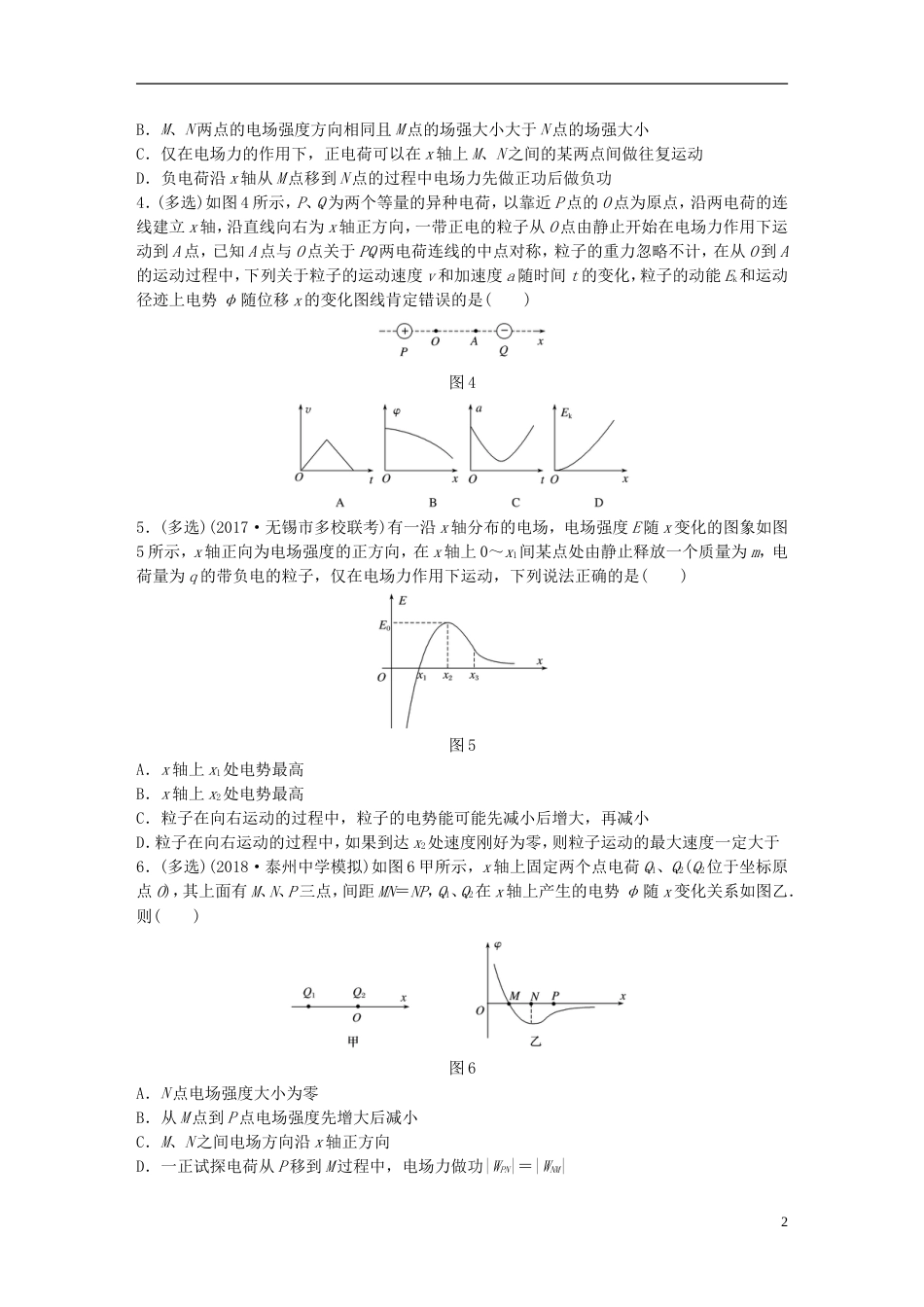 高考物理一轮复习第六章静电场微专题电场中的图象问题备考精炼_第2页