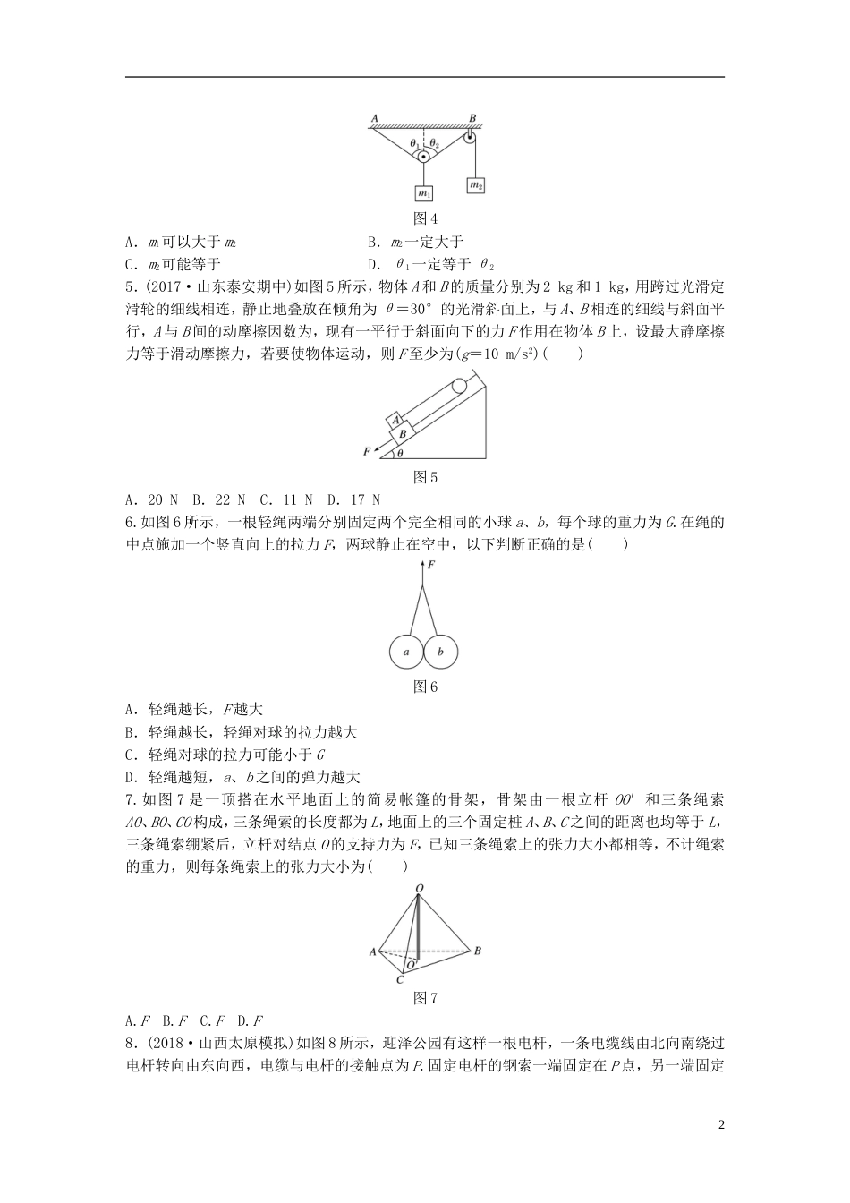 高考物理一轮复习第二章相互作用微专题力的合成与分解备考精炼_第2页