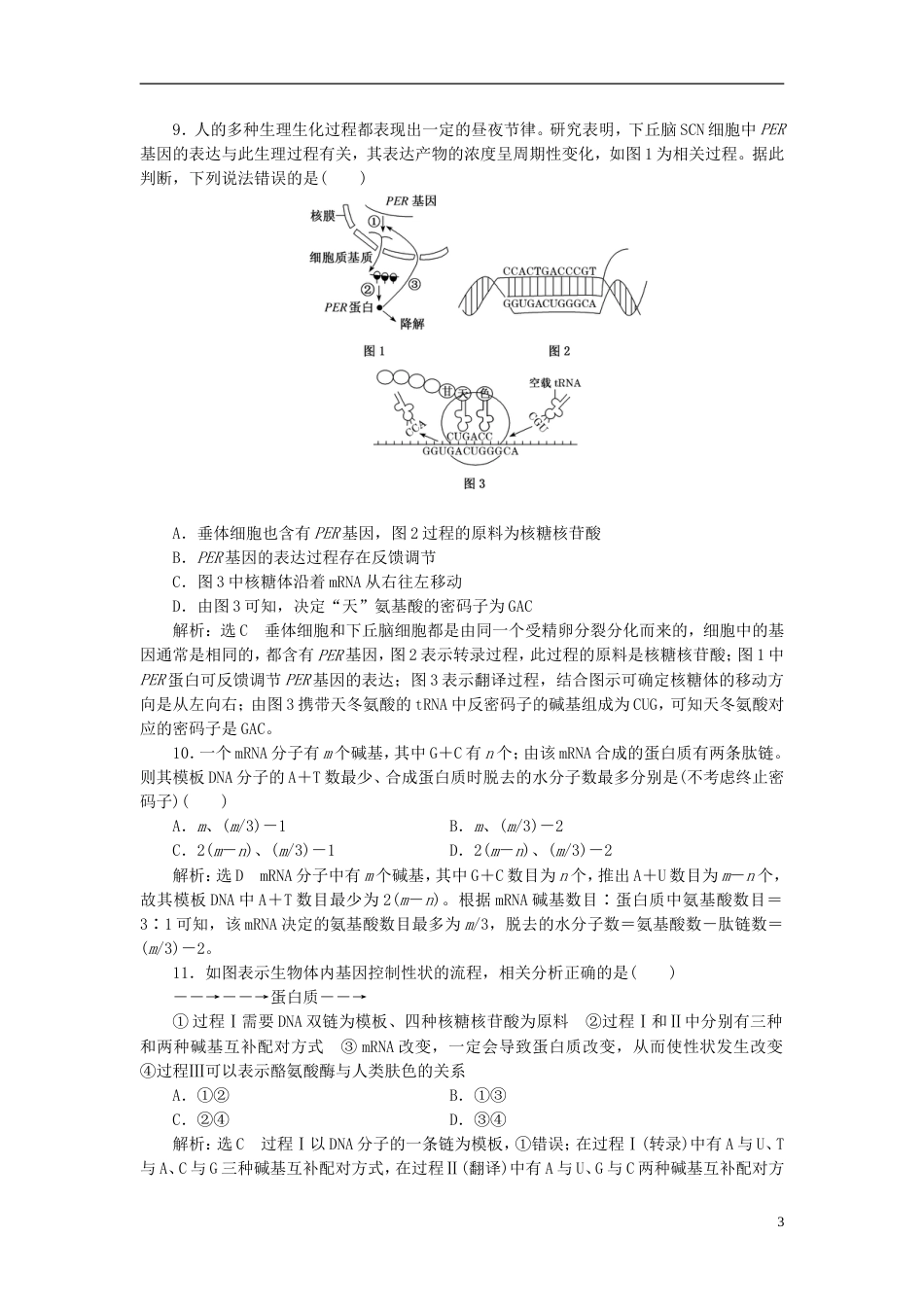 高考生物二轮复习专题三遗传串讲一遗传的分子基础课时作业基础练_第3页