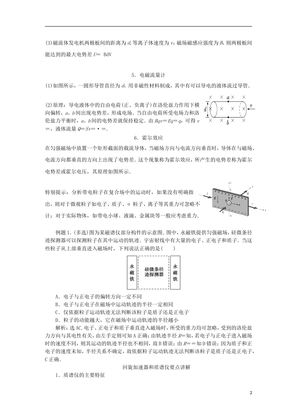 高考物理磁场精讲精练回旋加速器和质谱仪等仪器_第2页