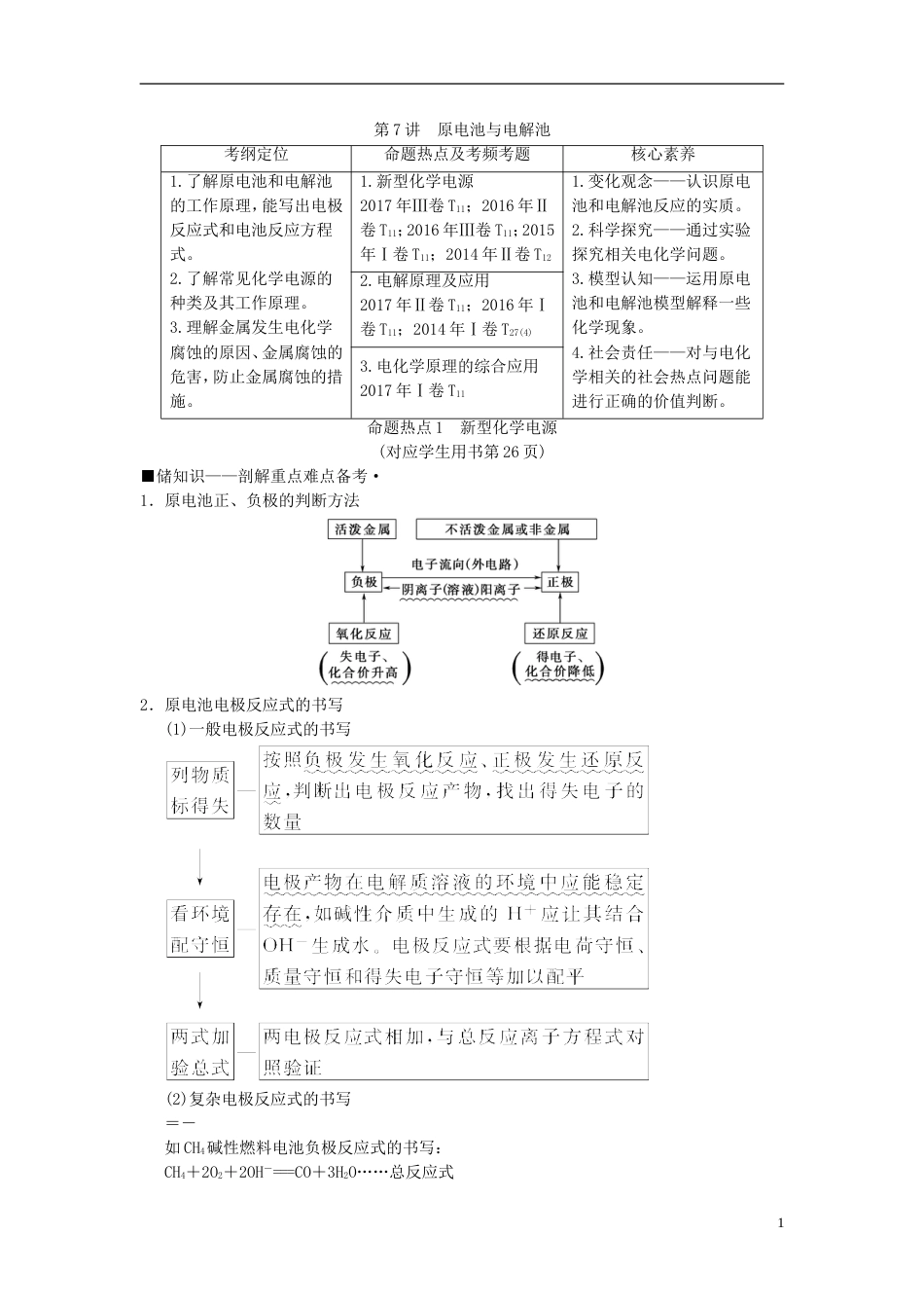 高考化学二轮复习专题化学基本理论第讲原电池与电解池学案_第1页