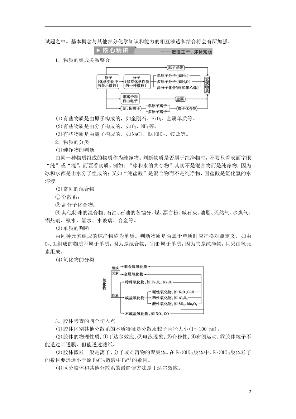 高考化学二轮复习第讲物质的组成性质分类及化学用语课堂练习_第2页