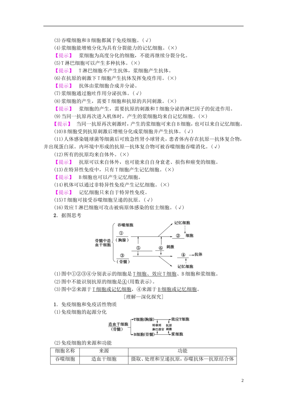 高考生物一轮复习第单元生物个体的稳态第讲免疫调节学案苏教_第2页