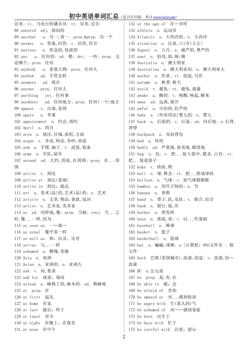 初中英语单词汇总适合打印版[共24页]_第2页