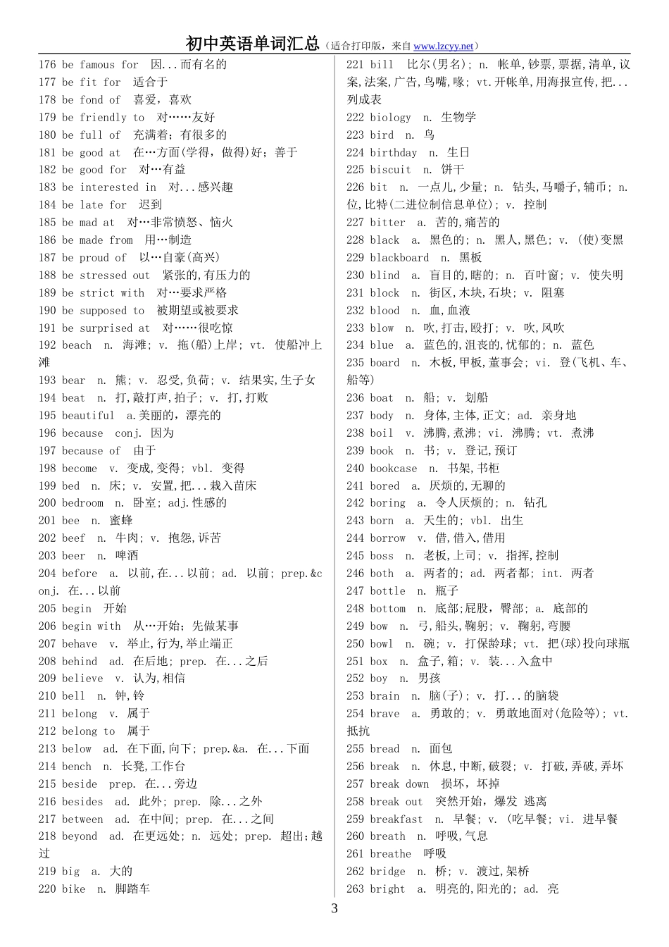 初中英语单词汇总适合打印版[共24页]_第3页