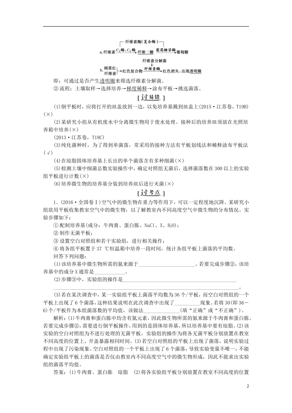 高考生物二轮复习专题七生物技术实践讲义_第2页