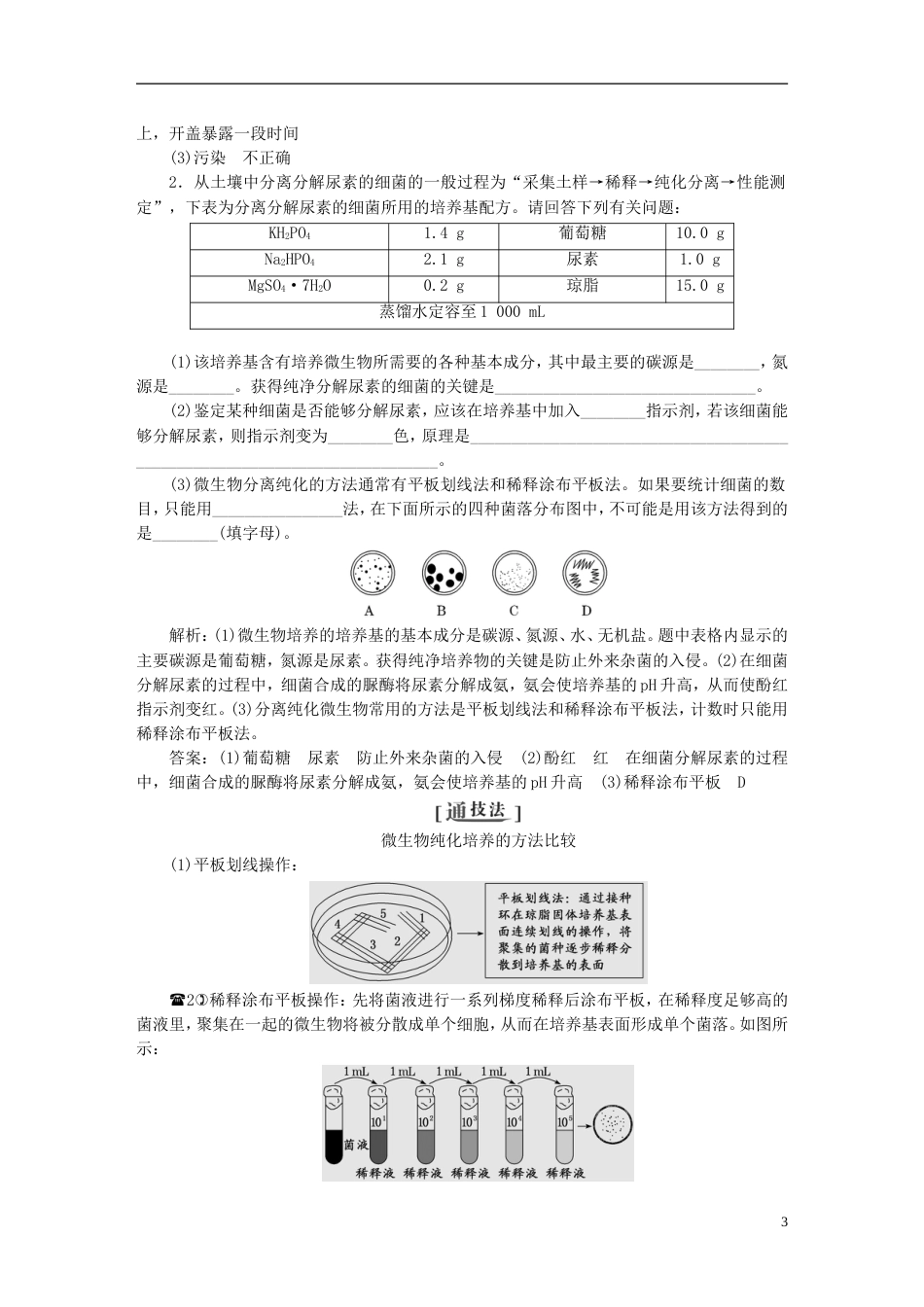 高考生物二轮复习专题七生物技术实践讲义_第3页
