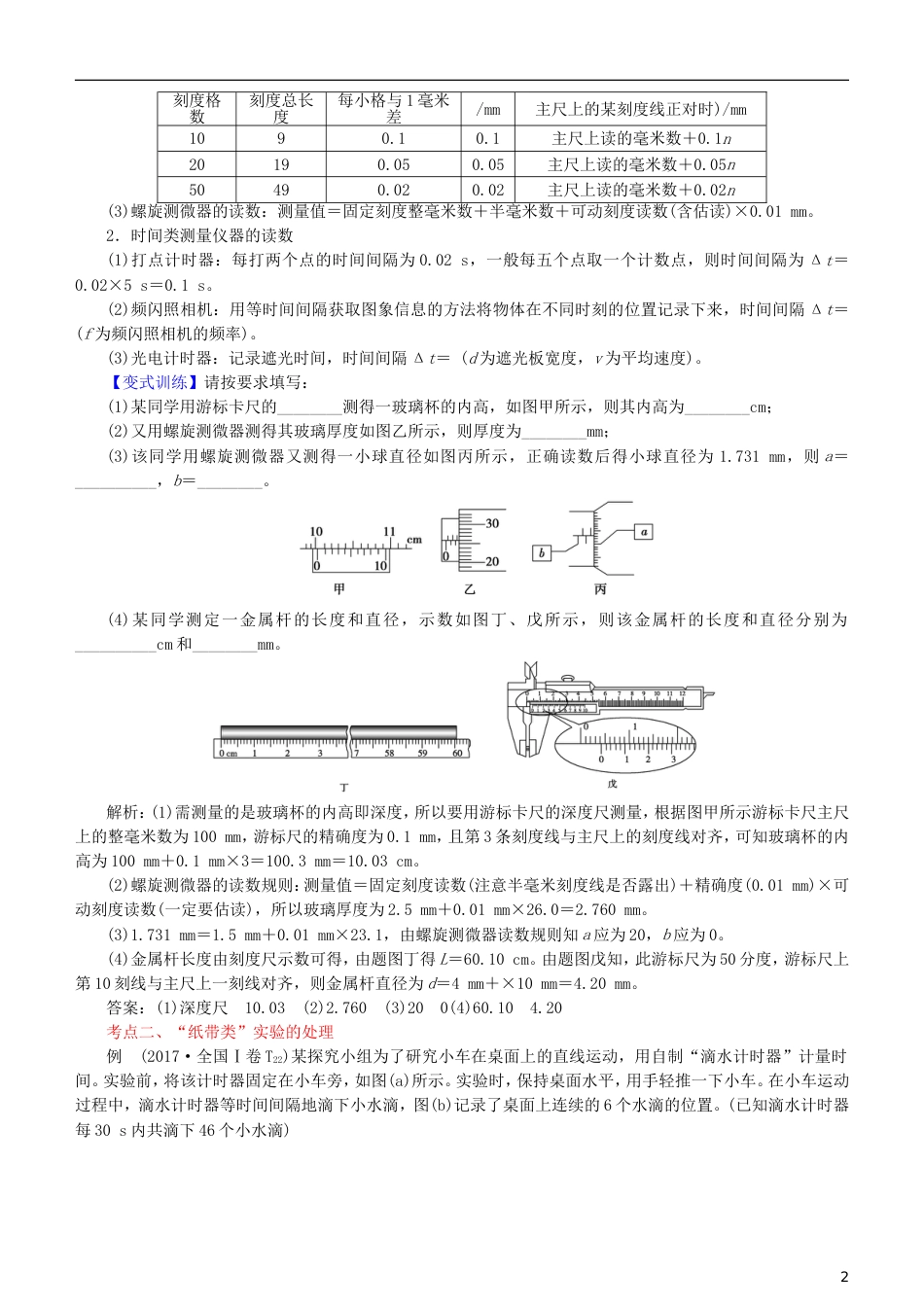 高考物理二轮复习专题力学实验学案_第2页