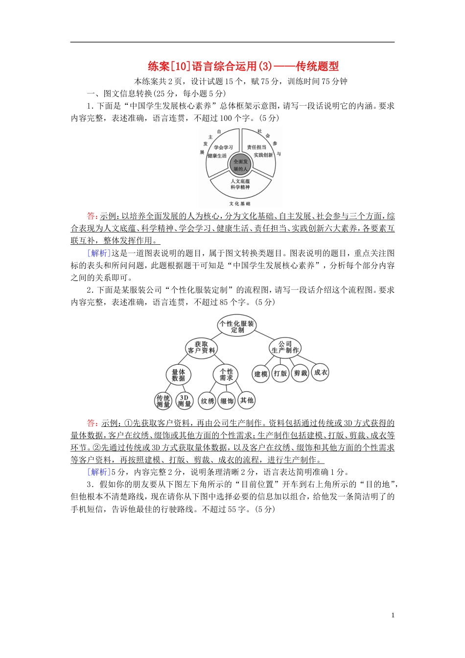 高考语文一轮复习第章语言文字运用练案语言综合运用传统题型新人教_第1页