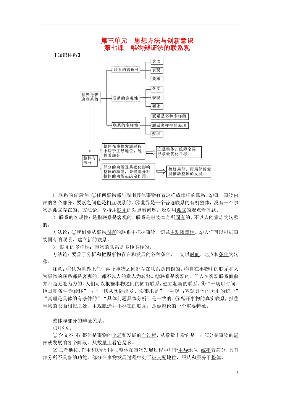 高考政治学业水平测试复习第三单元思想方法与创新意识掌中宝新人教必修_第1页