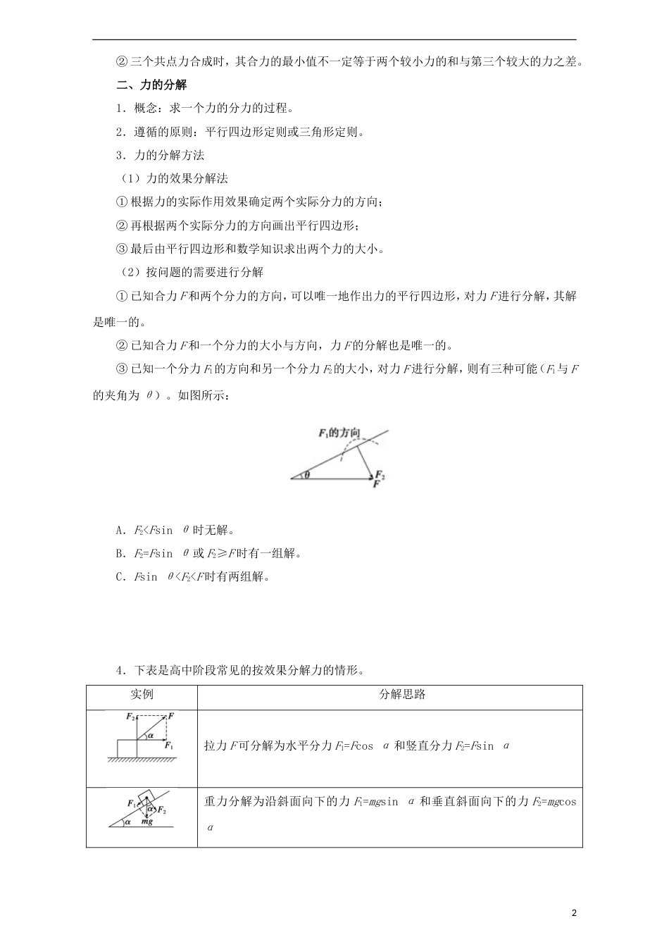 高考物理考点一遍过专题力的合成与分解_第2页