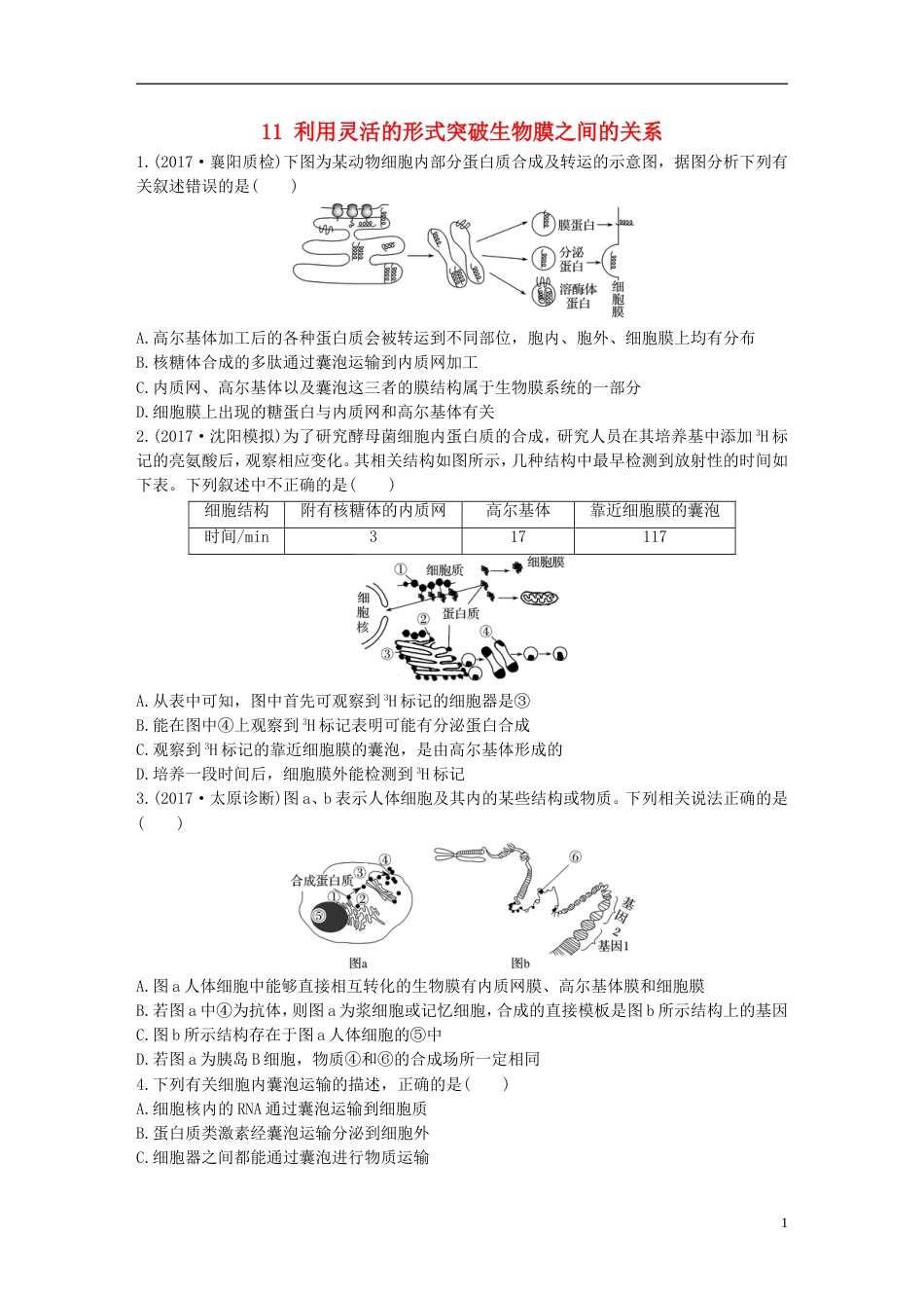 高考生物加练半小时第练利用灵活的形式突破生物膜之间的关系苏教_第1页