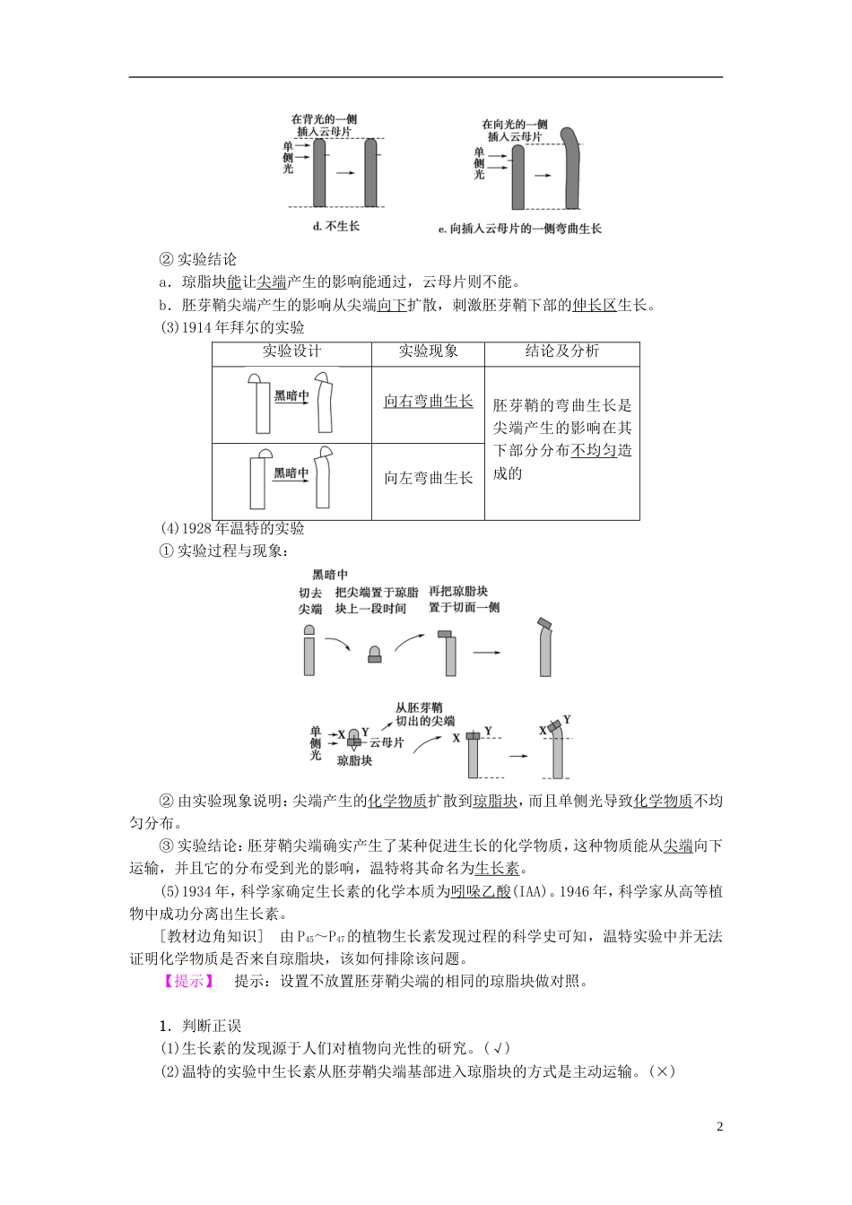 高考生物一轮复习第单元生物个体的稳态第讲植物生命活动的调节学案苏教_第2页