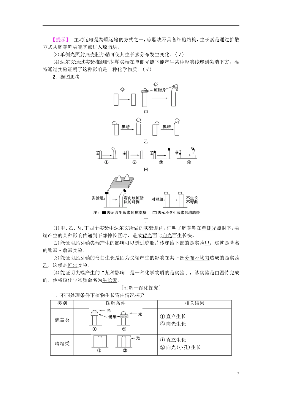 高考生物一轮复习第单元生物个体的稳态第讲植物生命活动的调节学案苏教_第3页