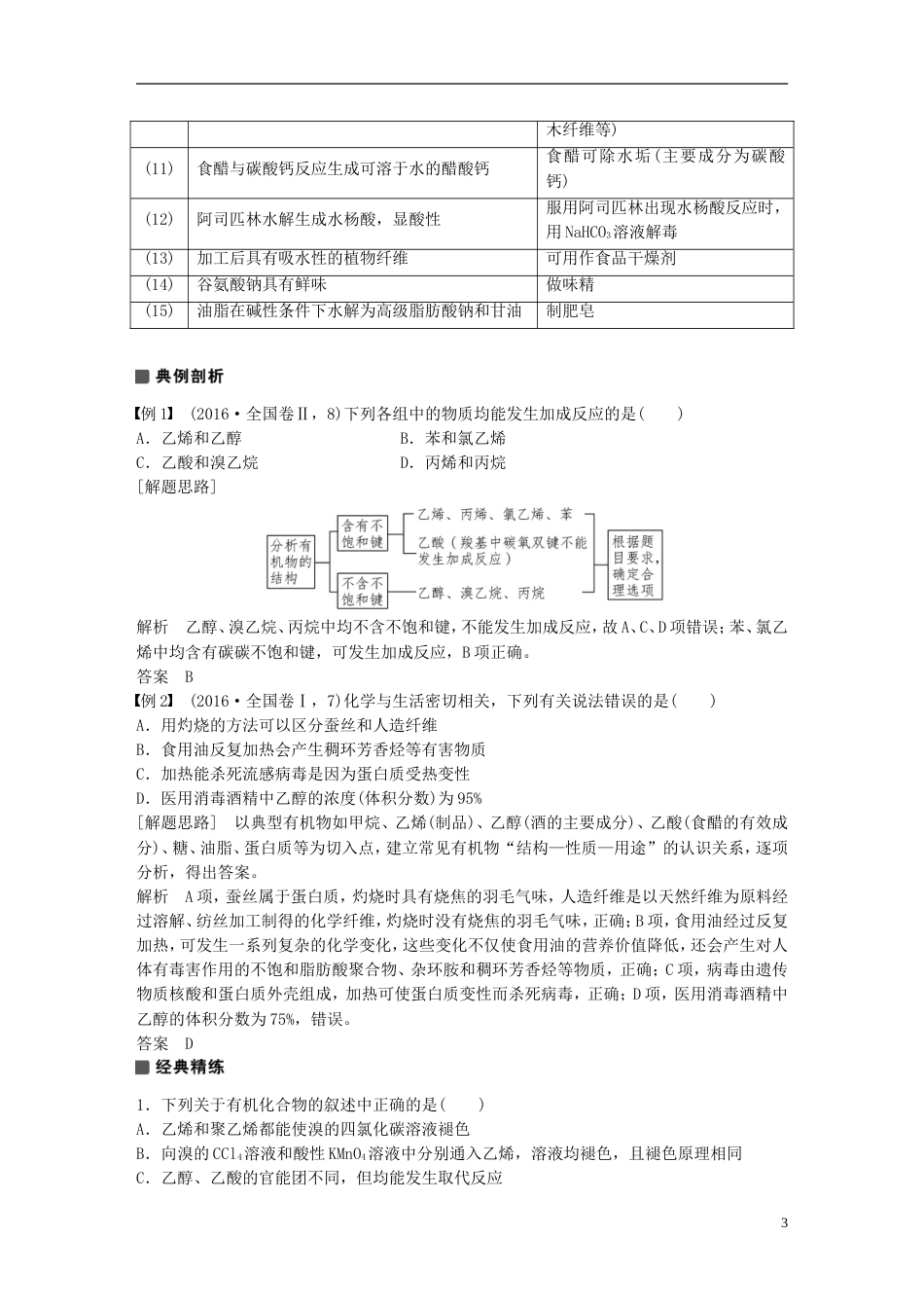高考化学考前三个月选择题满分策略第一篇专题十常见有机化合物必修复习题_第3页