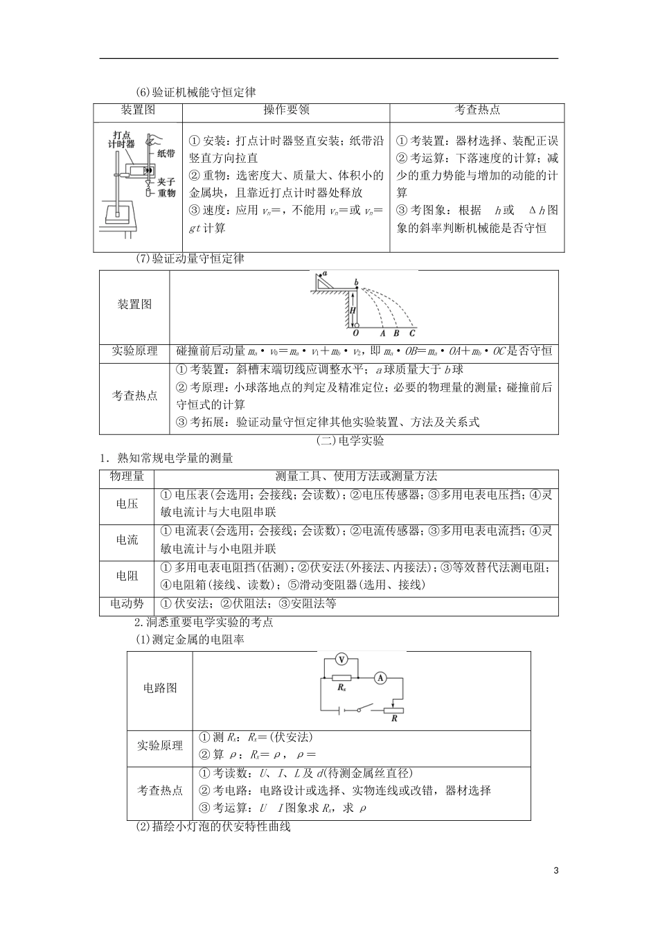 高考物理二轮复习第部分专项考前回扣结论性语句再强化力学和电学实验学案_第3页