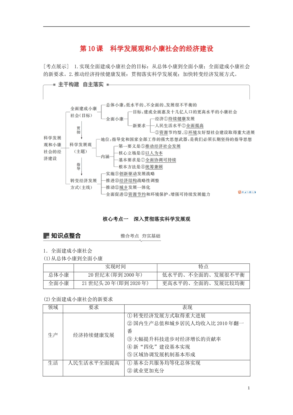 高考政治一轮复习第四单元发展社会主义场经济科学发展观和小康社会的经济建设讲义新人教必修_第1页