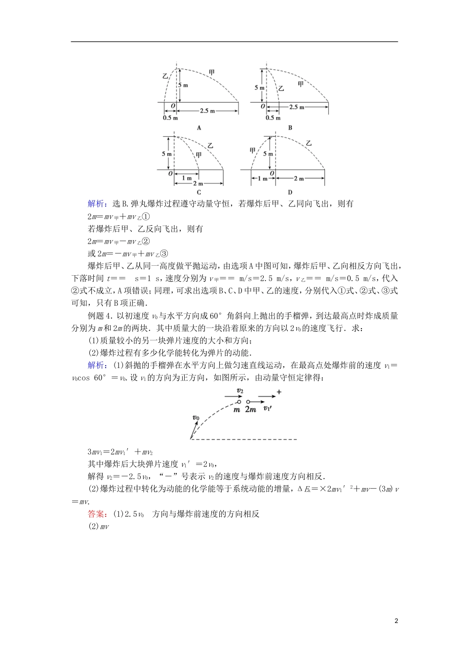 高考物理动量冲量精讲精练爆炸及反冲问题_第2页