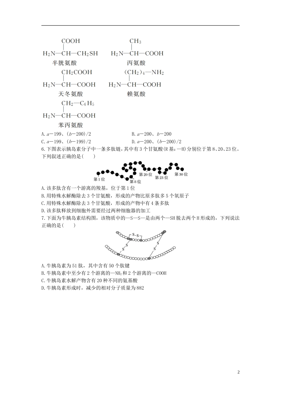 高考生物加练半小时第练利用原子守恒规律解答蛋白质合成的相关计算苏教_第2页