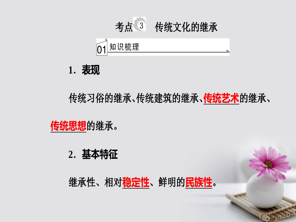 高考政治一轮复习 文化与生活 专题十 文化传承与创新 考点3 传统文化的继承课件_第2页