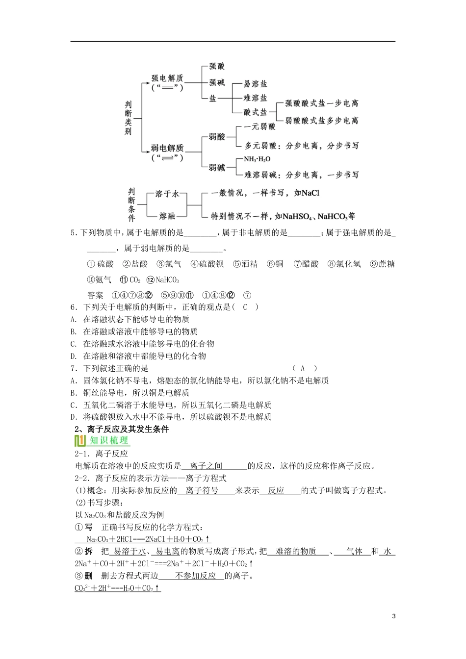 高考化学离子反应复习讲义必修1_第3页