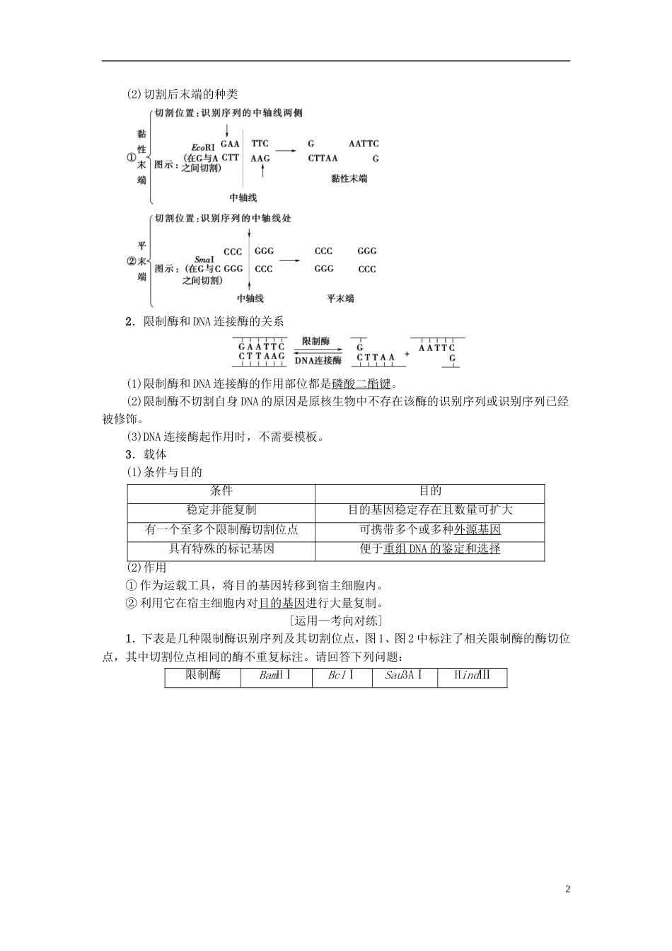 高考生物一轮复习现代生物科技专题第讲基因工程学案苏教_第2页