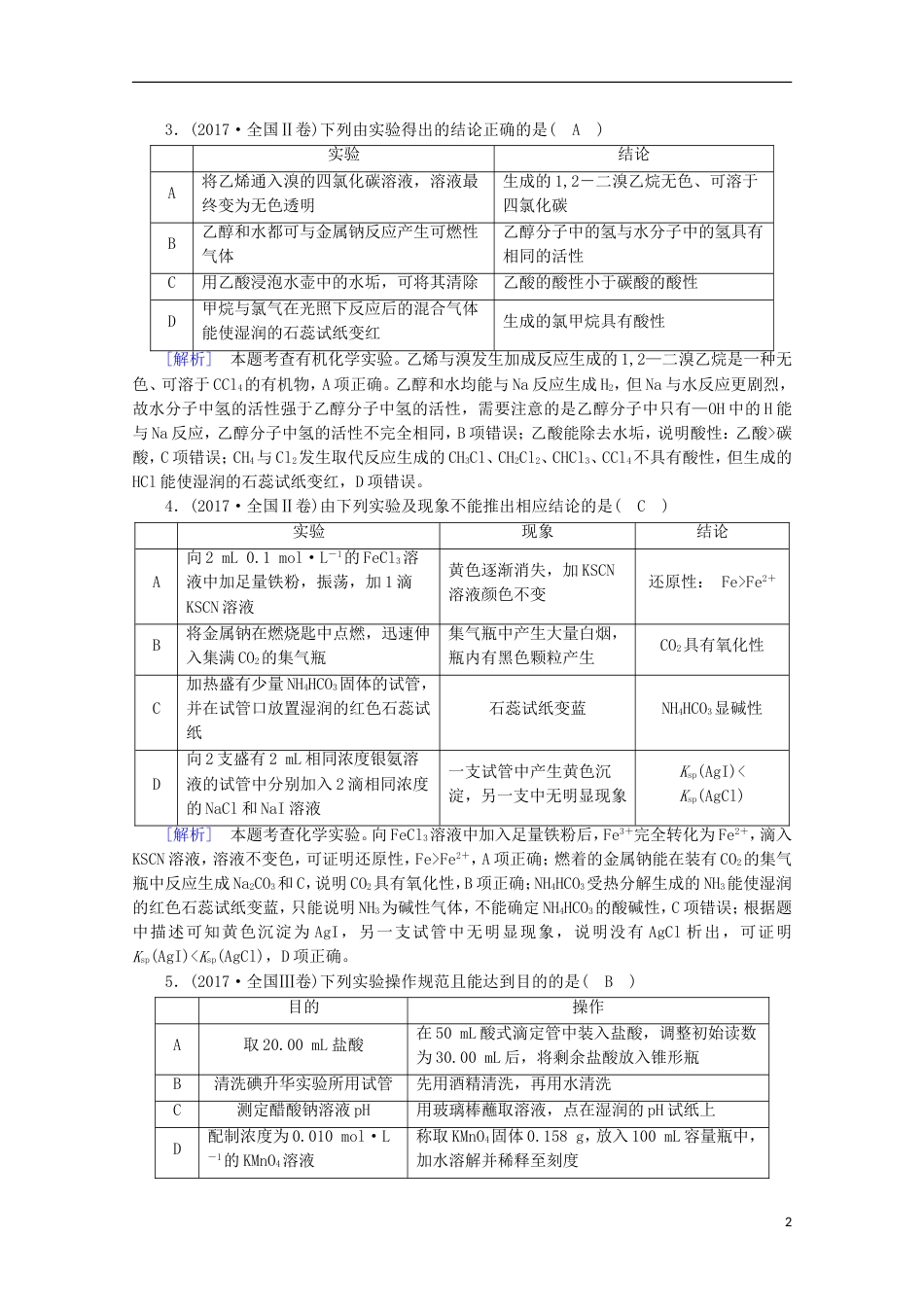 高考化学二轮复习第部分第讲化学实验基础知识课后热点强化新人教_第2页