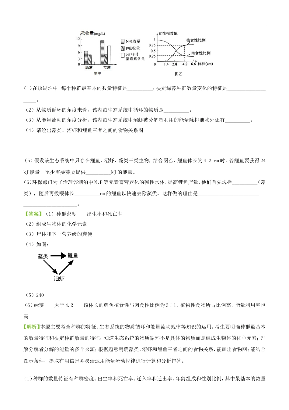 高考生物二轮复习三道题经典专练生态系统和环境保护_第3页