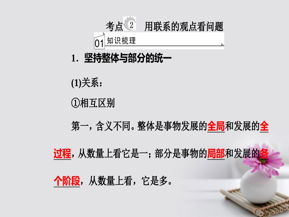 高考政治一轮复习 生活与哲学 专题十五 思想方法与创新意识 考点2 用联系的观点看问题课件_第2页