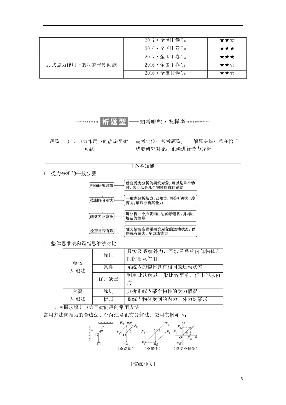 高考物理二轮复习专题一力与运动一聚焦选择题考法力与物体平衡讲义_第3页