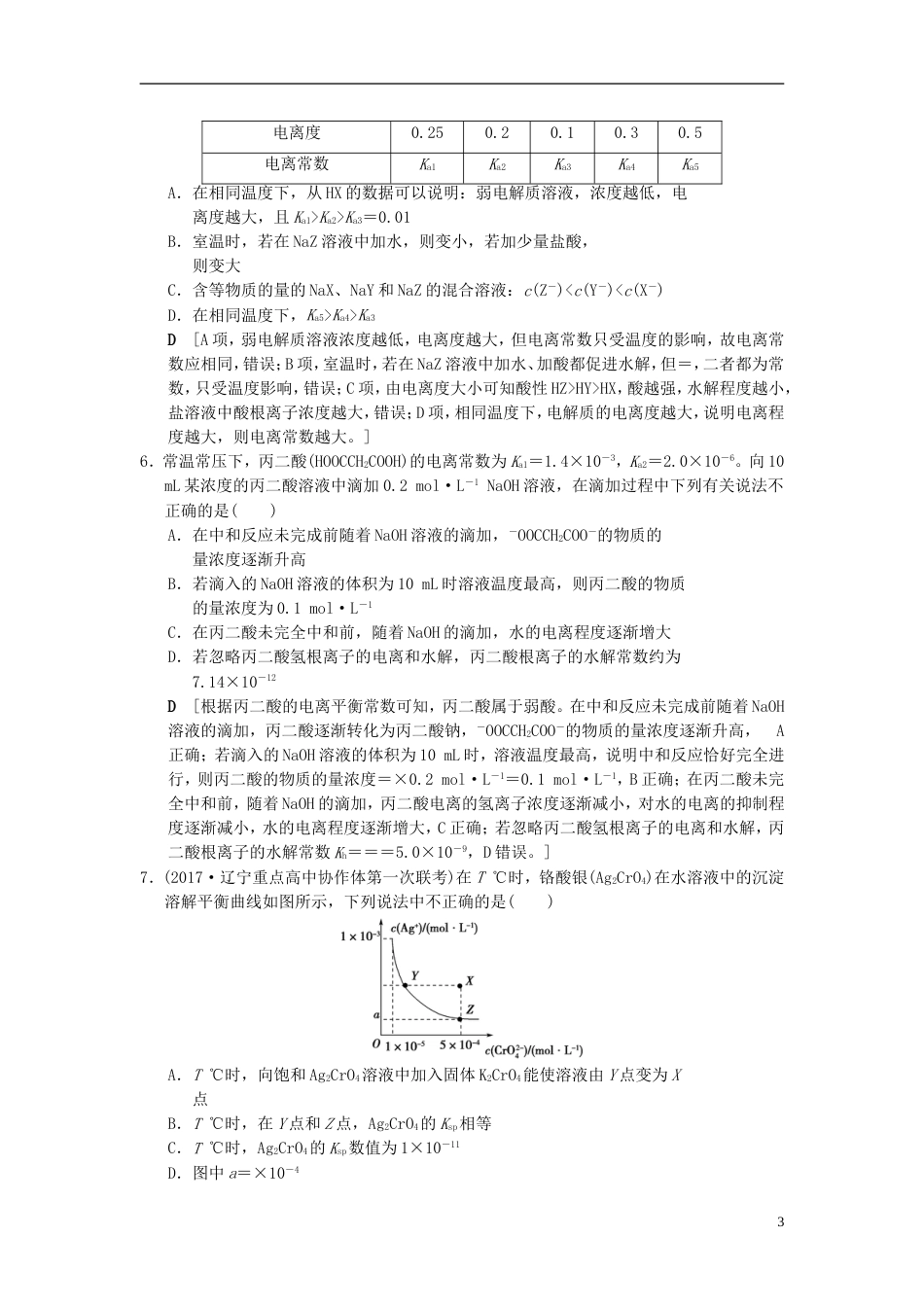 高考化学二轮复习专题化学基本理论专题限时集训四大平衡常数及应用_第3页