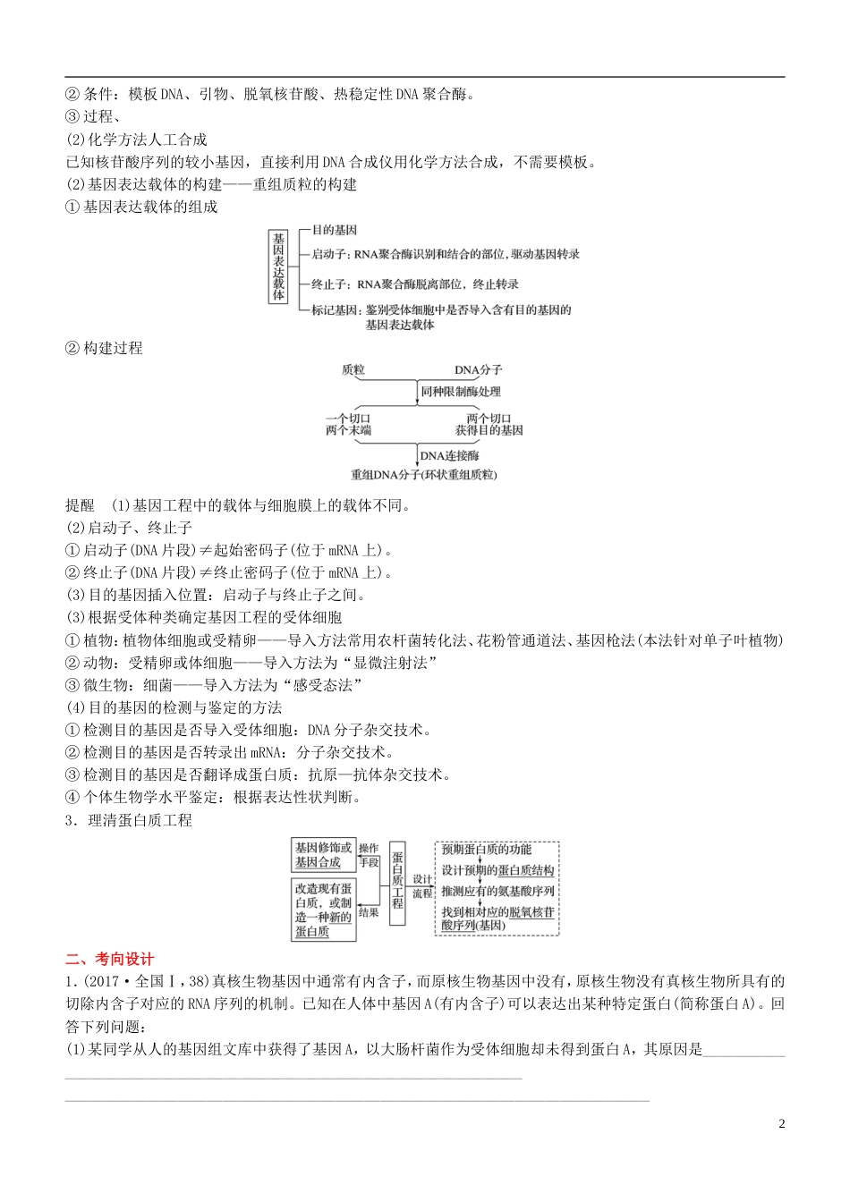 高考生物二轮复习核心考点之提分冲刺专题基因工程与细胞工程_第2页