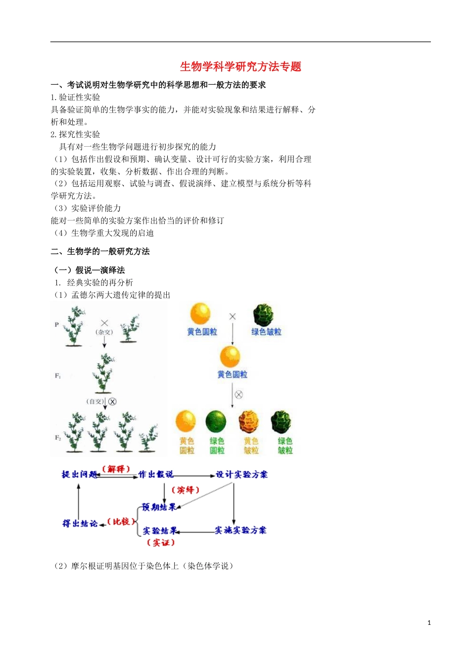 高考生物总复习生物学中的科学研究思想和一般研究方法生物学科学研究方法专题学案_第1页