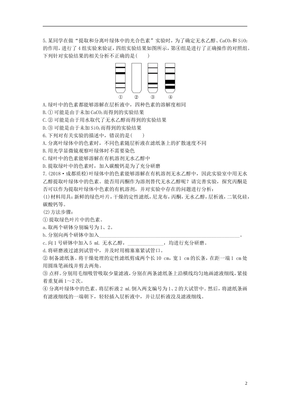 高考生物加练半小时第练聚焦绿叶中色素提取和分离的实验苏教_第2页