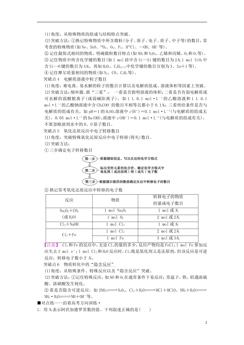 高考化学二轮复习专题化学基本概念第讲阿伏加德罗常数学案_第2页