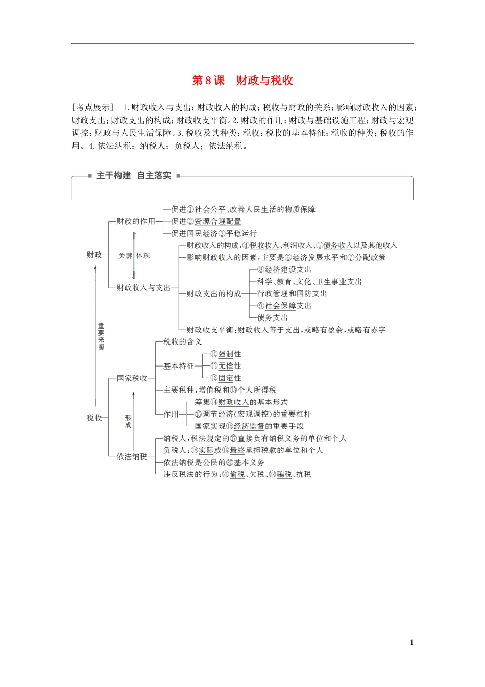 高考政治一轮复习第三单元收入与分配财政与税收讲义新人教必修_第1页