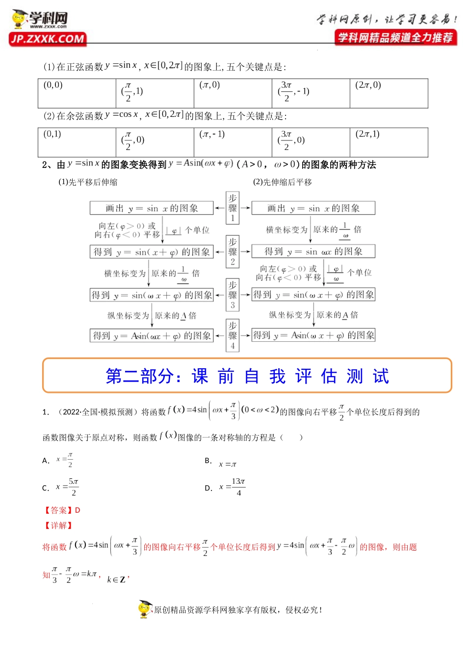 第06讲 函数y=Asin(wx ψ)的图象及其应用 (精讲+精练）（解析版）_第2页