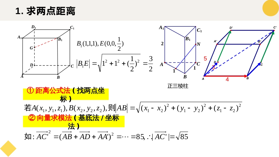 1.4.2 用空间向量研究距离、夹角问题（第1课时）（教学课件）-2023-2024学年高二数学同步精品课堂（人教A版2019选择性必修第一册）_第2页