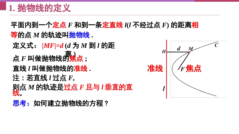 3.3.1 抛物线及其标准方程（教学课件）-2023-2024学年高二数学同步精品课堂（人教A版2019选择性必修第一册）_第3页