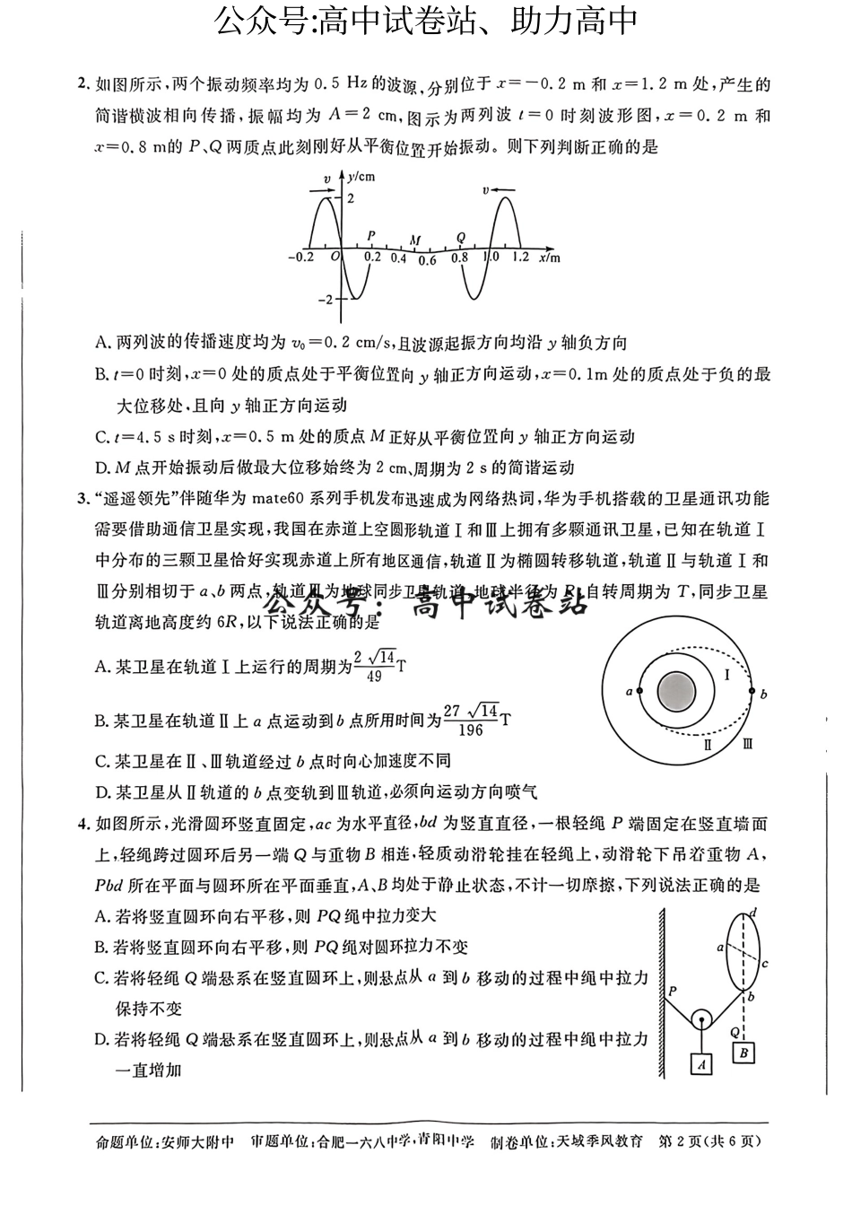 2023-2024学年高三年级第二学期天域全国名校协作体联考 物理试卷_第2页