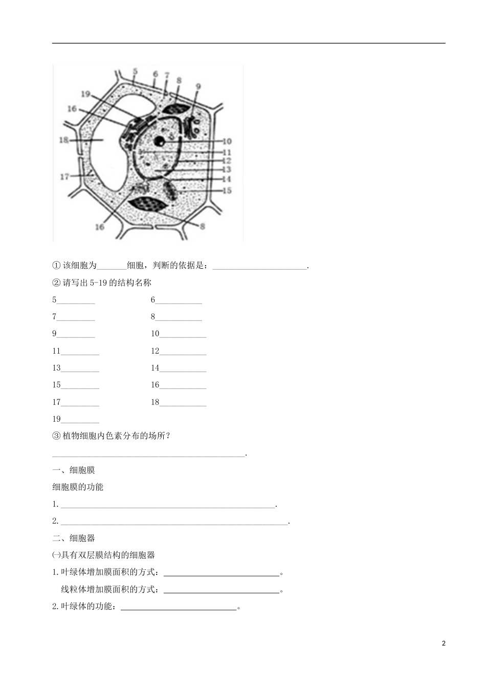 高考生物总复习专题突破第一讲分子与细胞结构学案_第2页