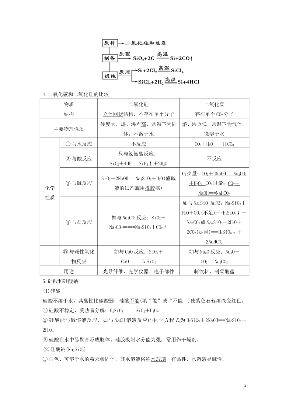 高考化学碳硅及无机非金属材料复习讲义新人教版必修1_第2页