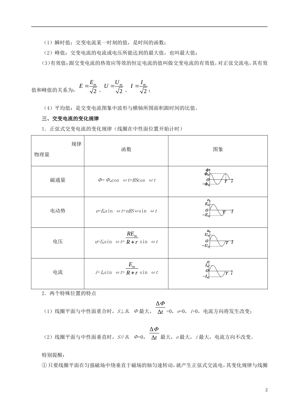 高考物理考点一遍过专题交变电流的产生及描述_第2页