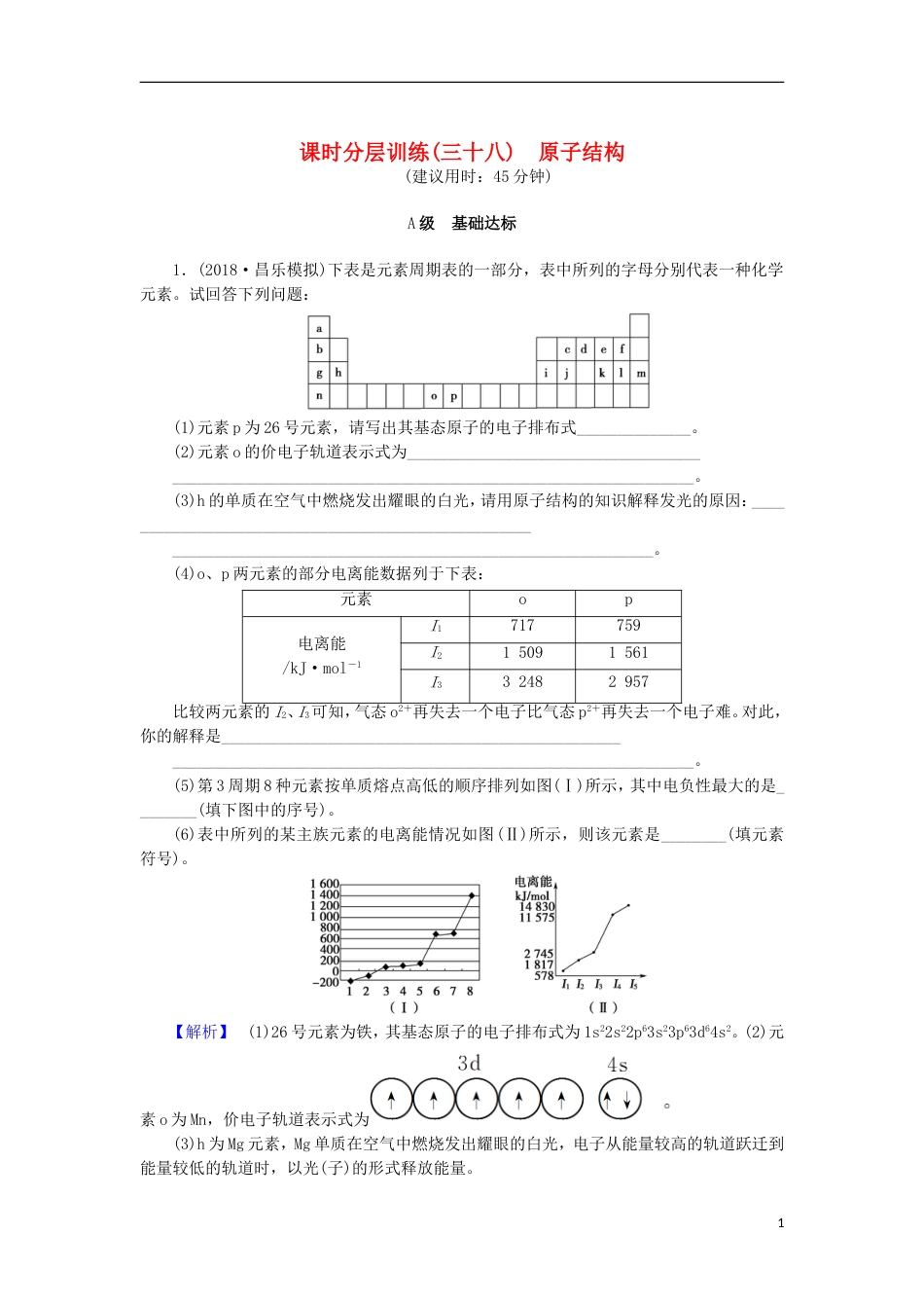 高考化学一轮复习课时分层训练原子结构鲁科_第1页