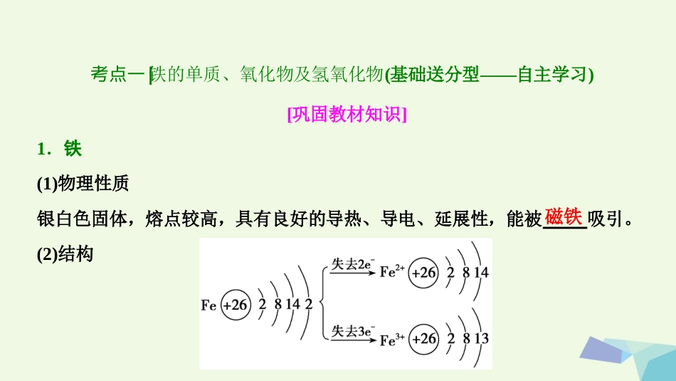 高考化学大一轮复习 第三章 金属及其化合物 第讲 铁及其化合物考点探究课件_第3页