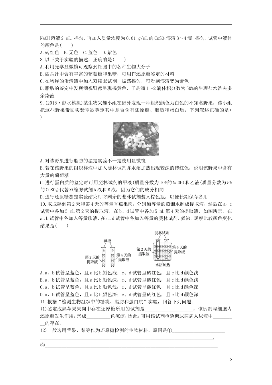 高考生物一轮复习热点针对练第练理解原理掌握操作解决有机分子实验题北师大_第2页