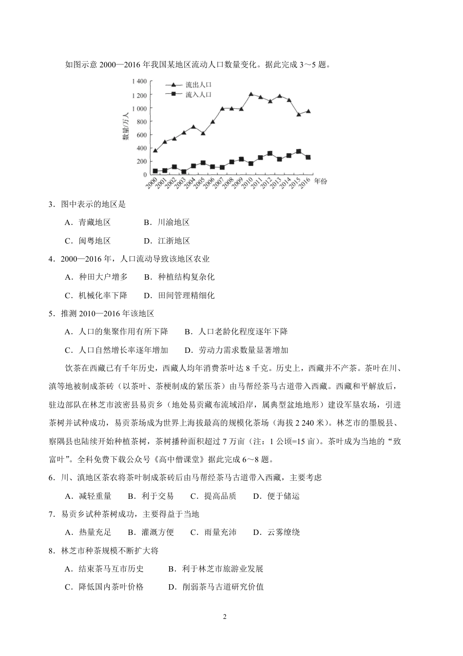 地理2023河北省衡水中学高三上学期四调考试_第2页